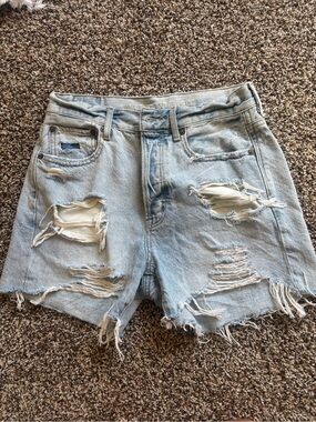 American Eagle Outfitters Light Blue Distressed Denim Shorts
